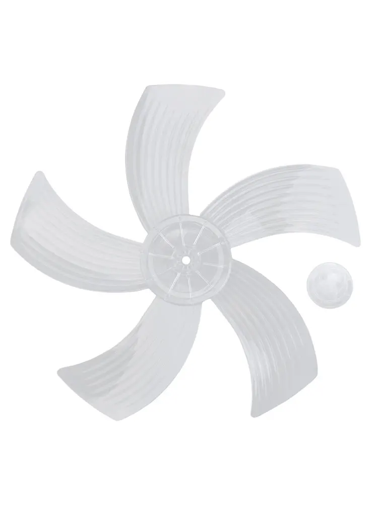 1pc 14 Inch Plastic Fan Blade Transparent Five Leaves With Nut Cover For Pedestal Home Holder/desk Fan Accessories