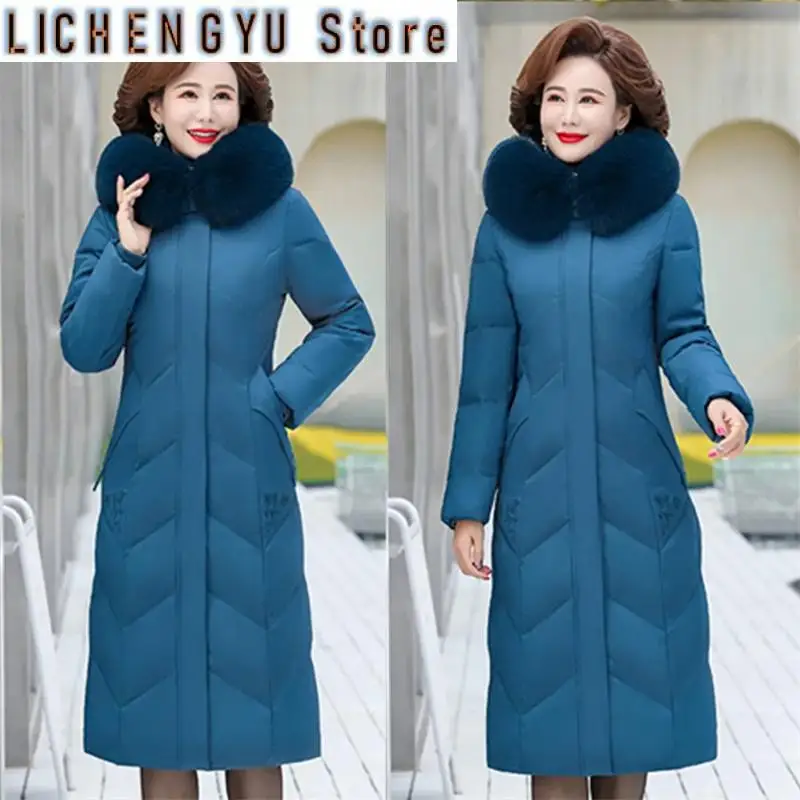 Middle-Aged  Elderly Cotton-Padded Clothes Thicker Longer Mid-Length Over-The-Knee Women's Loose Mother Winter Coat