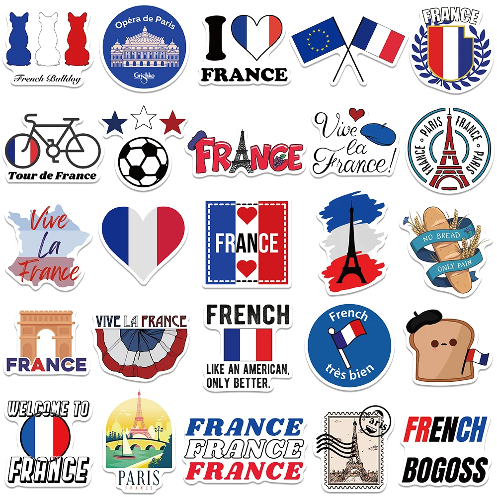 50PCS French Style Travel Landscapes Stickers For DIY Kid Luggage Bottle Motorcycle Laptop Refrigerator Decal Toys Sticker