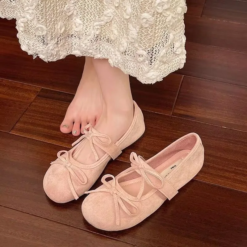 

Vintage Women Fashion Single Shoes 2026 Summer Autumn Bow Knot Soft Sole Mary Jane Shoes Round Toe Lightweight Comfortable Flats
