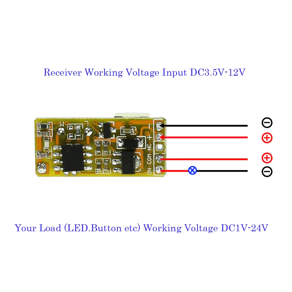 3.5V-12V Remote Control Relay Switch 433MHZ Receiver with Transmitter in Latched Mode for Micro Door Access Control System