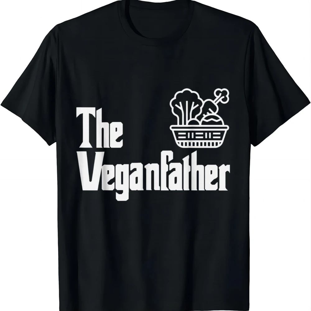 Funny Fathers Day The Veganfather Vegan Raw Food Dad Gift T-Shirt Casual Mens Clothing Tops Graphic T Shirts Camiseta Streetwear