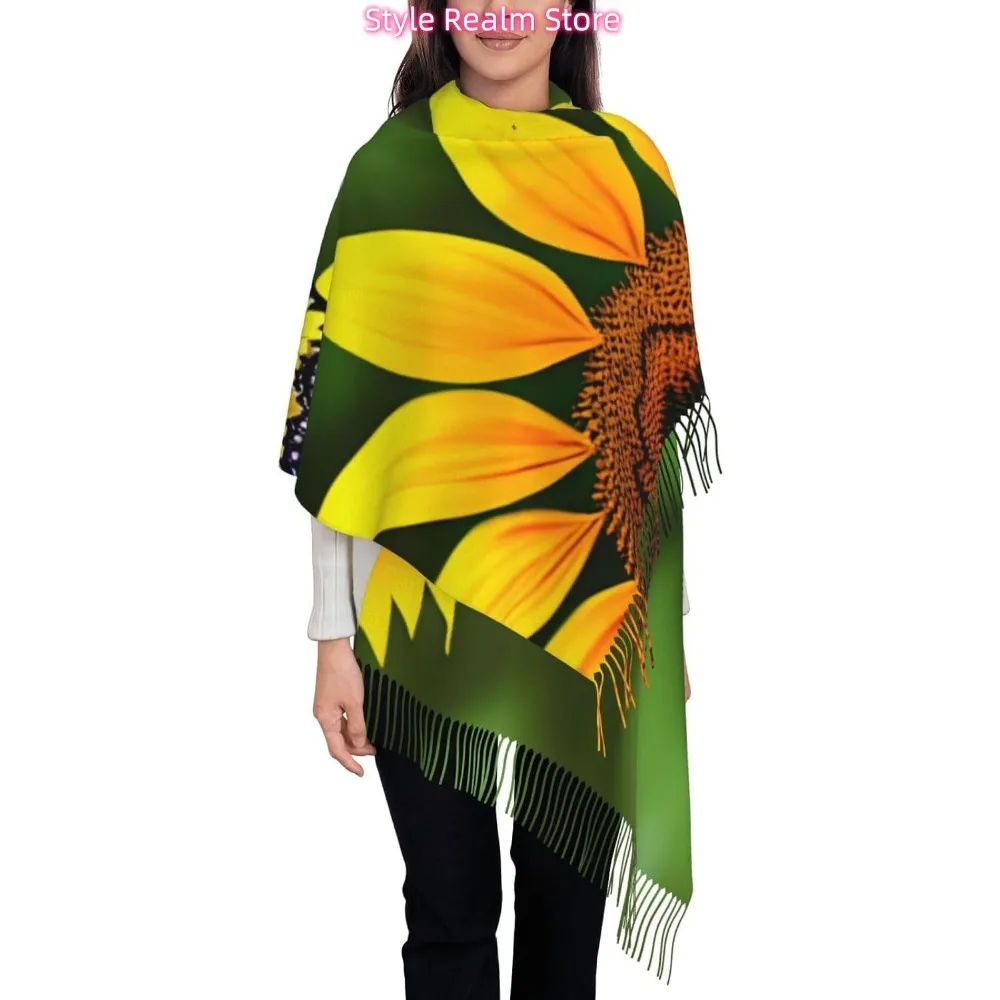 

Sunflower Butterfly Print Women Fashion Winter Scarf Soft Long Style Warm Shawl Scarves Wraps