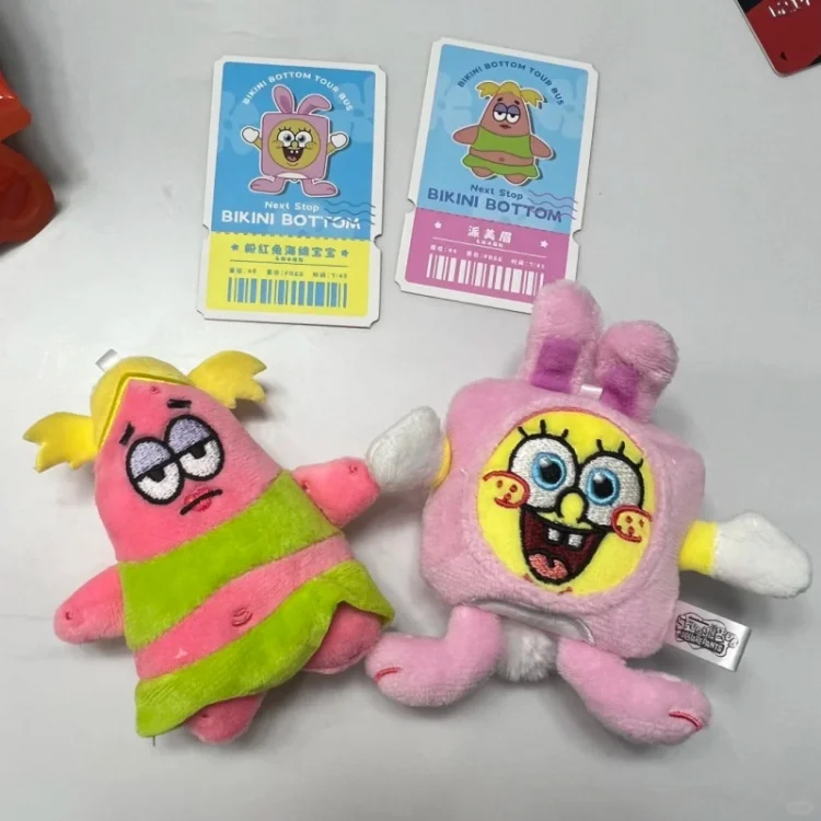 Original X11 SpongeBob Schwammkopf Bikini Bottom Tagesausflug Überraschungsbox Niedlicher Plüsch-Schlüsselanhänger Taschenanhänger Anime-Figur Sammlerstück Geschenk – Detail 11