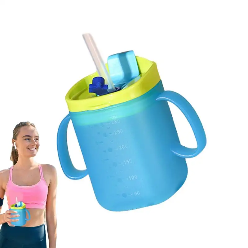 Baby Training Cup 280ml Sippy Cup No Spill Handle Equipped Straw Cup Accurate Scale Toddler Kids Leak-Proof Drinking Water