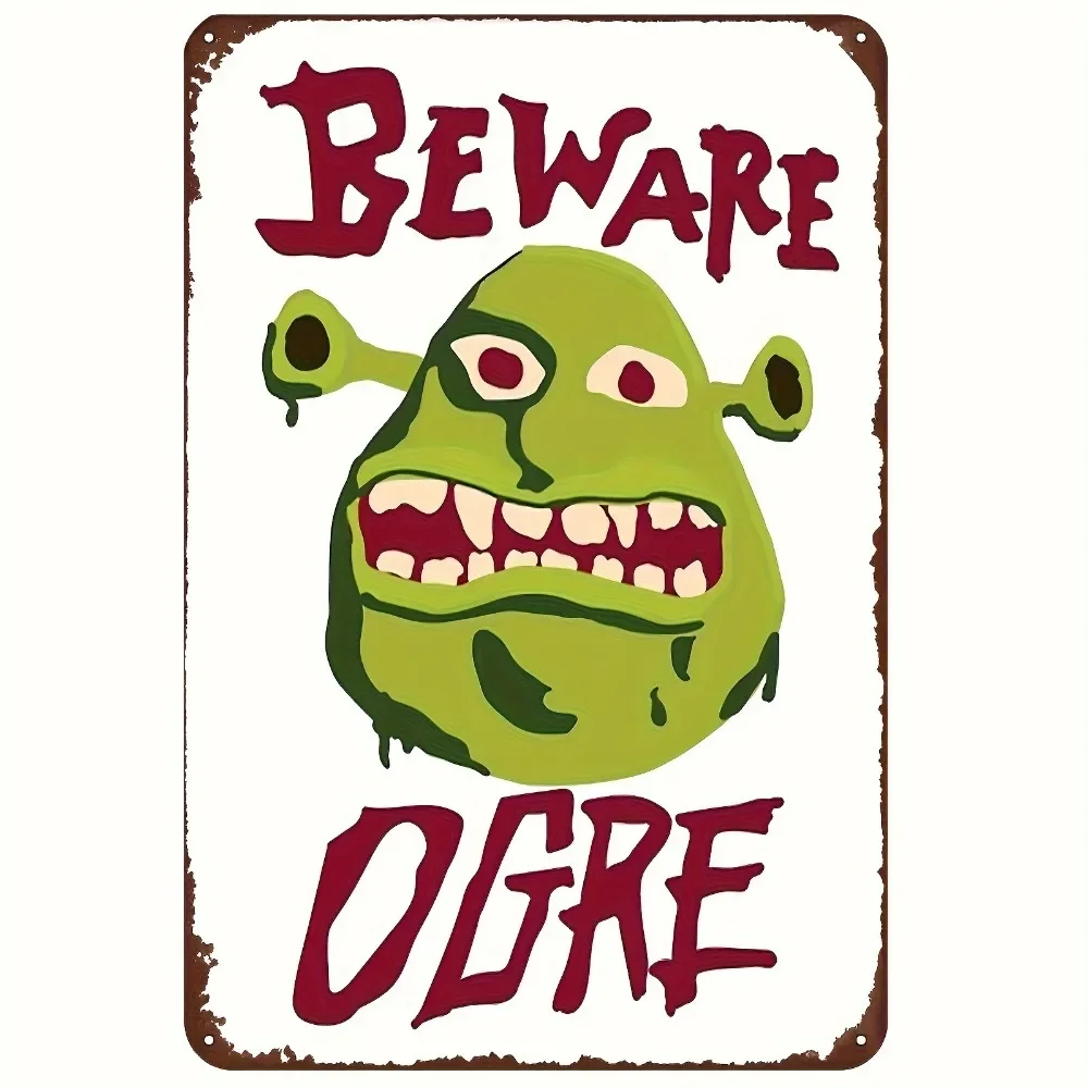 

HREKOGROZ Metal Sign | "Cuidado Ogro" Shrek Beware Ogre Poster | Decor for Home, Club & Man Caves