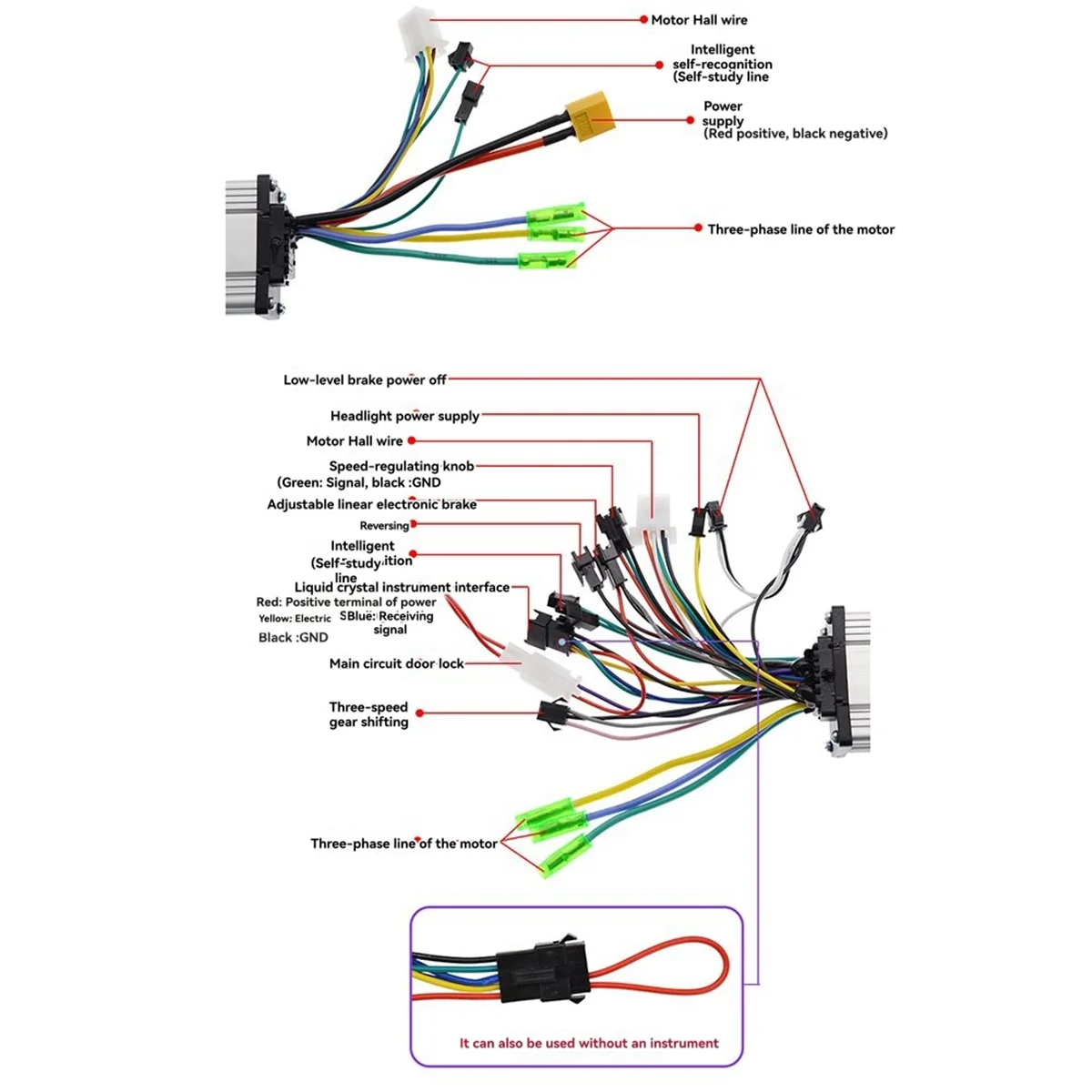 24 فولت/36 فولت/48 فولت 250 واط/350 واط المزدوج محرك تحكم دراجة كهربائية فرش السيارات تحكم تيار مستمر وحدة تحكم المحرك الكهربائي