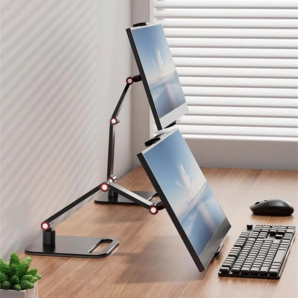 Monitor Portátil VESA Suporte até 17" Ajustável 360 °   Suporte giratório para tablet compatível com suporte de braçadeira de mesa para tablet