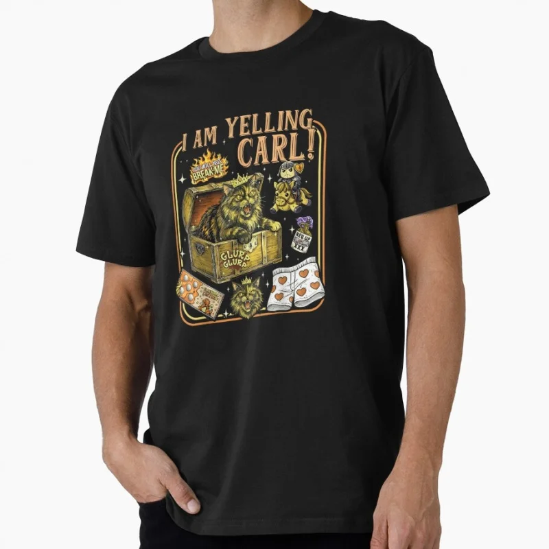 

I Am Yelling Carl Funny Cat Meme Sic-Fi Dungeon Crawler Carl Gift T-Shirt for Book lover Funny Cartoon Graphic Tee Y2K clothes