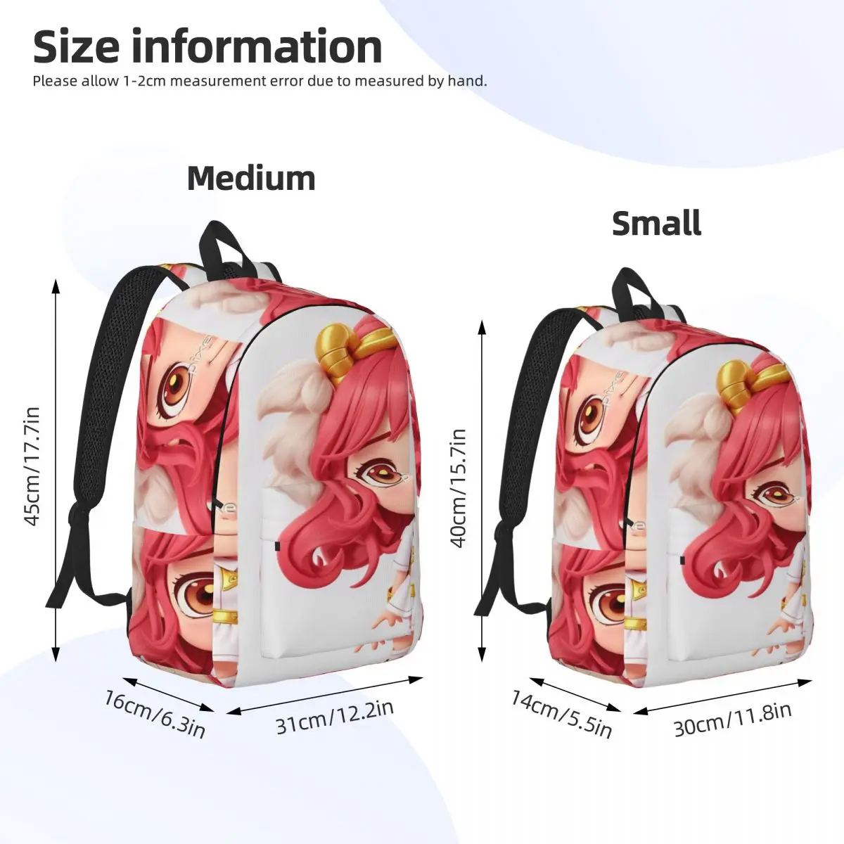 لطيف فتاة أنيمي الكرتون Generative Ai حقيبة ظهر بسيطة وأنيقة من القماش حقيبة ظهر للرجال #3