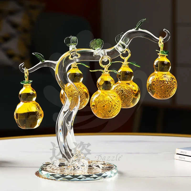DSAcrystal glass gourd ornament - decorative piece for living room or office