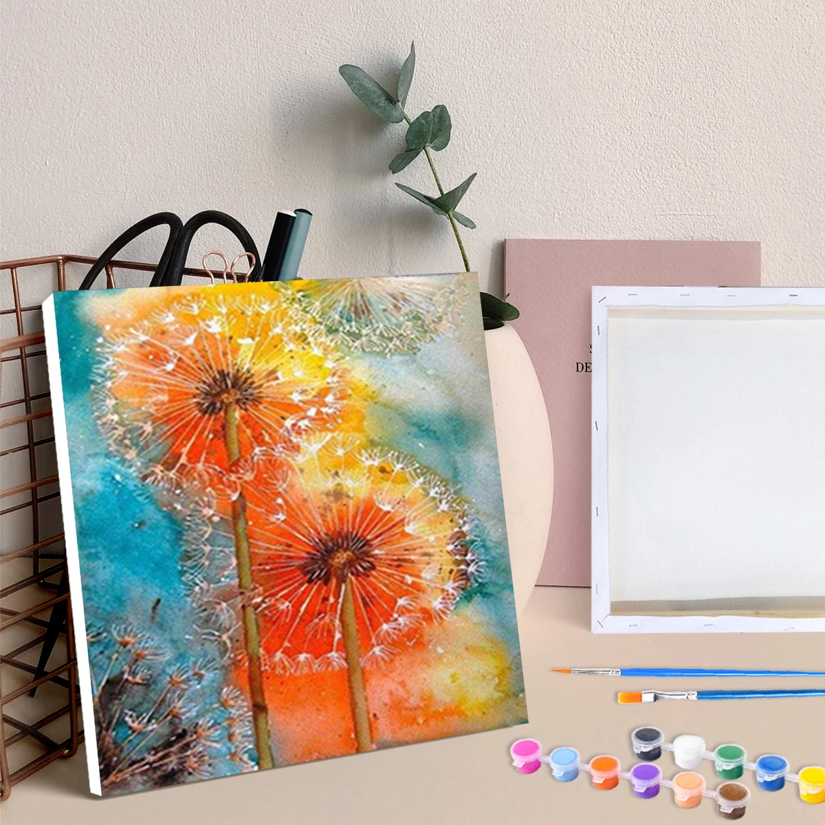 

RUOPOTY 20x20cm Frame Picture By Number Dandelion Oil Painting By Numbers Acrylic Paint On Canvas Home Decors Artcraft Diy Kit