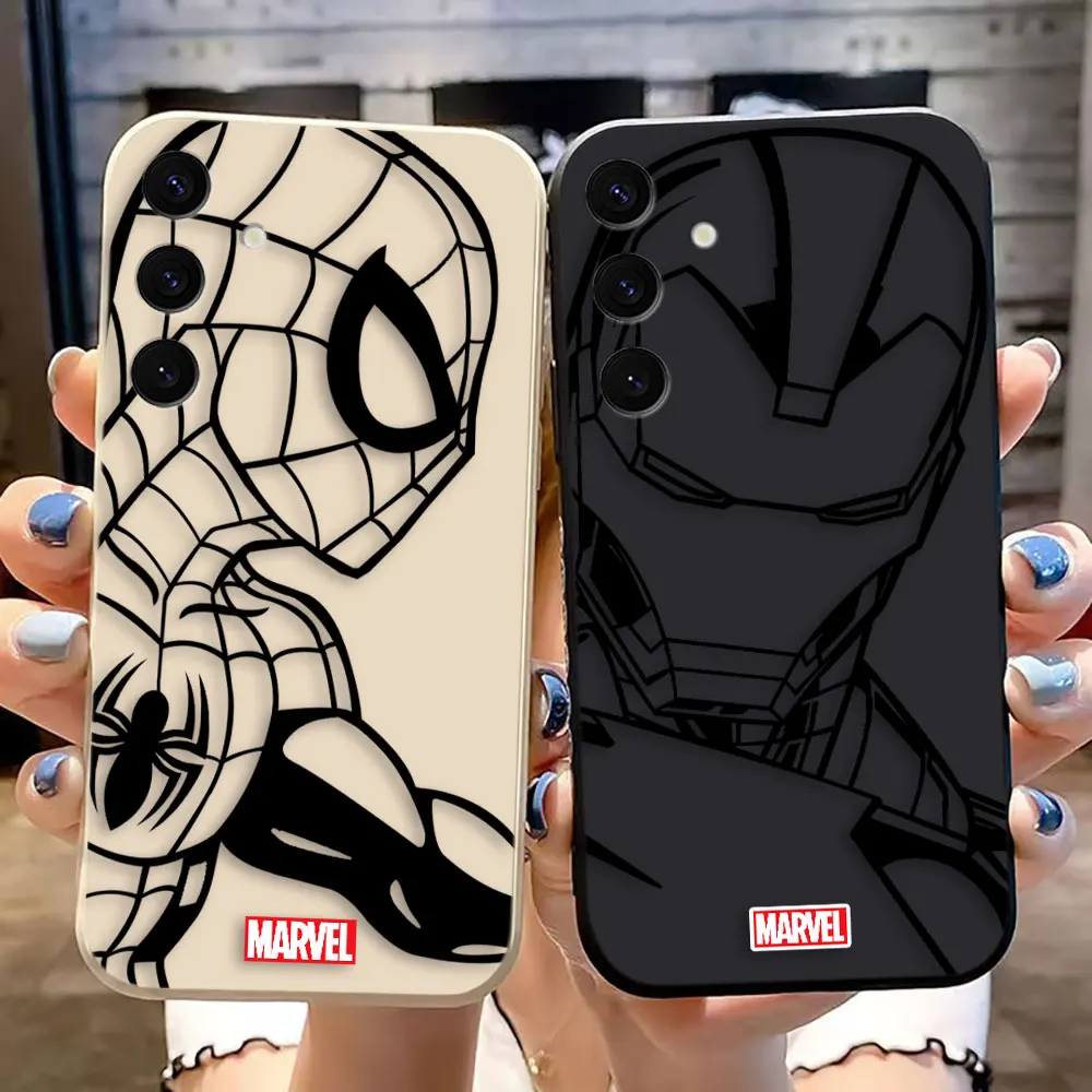 Marvel Line Spider Iron Man Venom Funda de teléfono para Samsung Galaxy S24, S23, S22, S21, S20, S10 FE PLUS, ULTRA Color, Funda de TPU