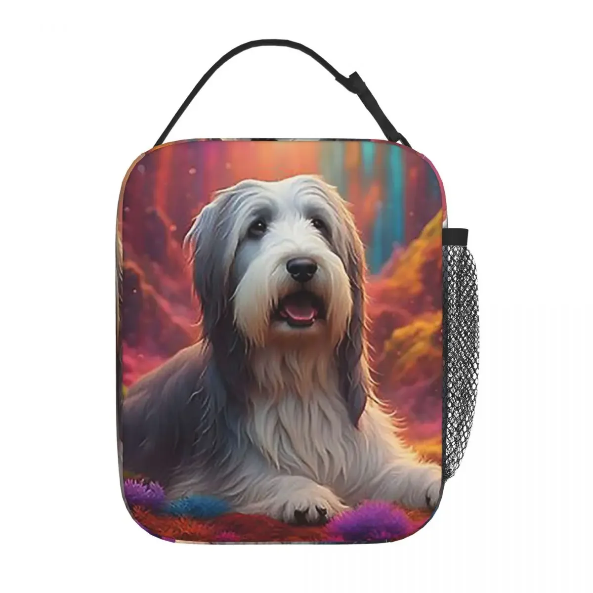 Bearded Collie Dog In Colorful Nature Insulated Lunch Bag for Women Children Portable Food Boxes Thermal Lunch Box Tote