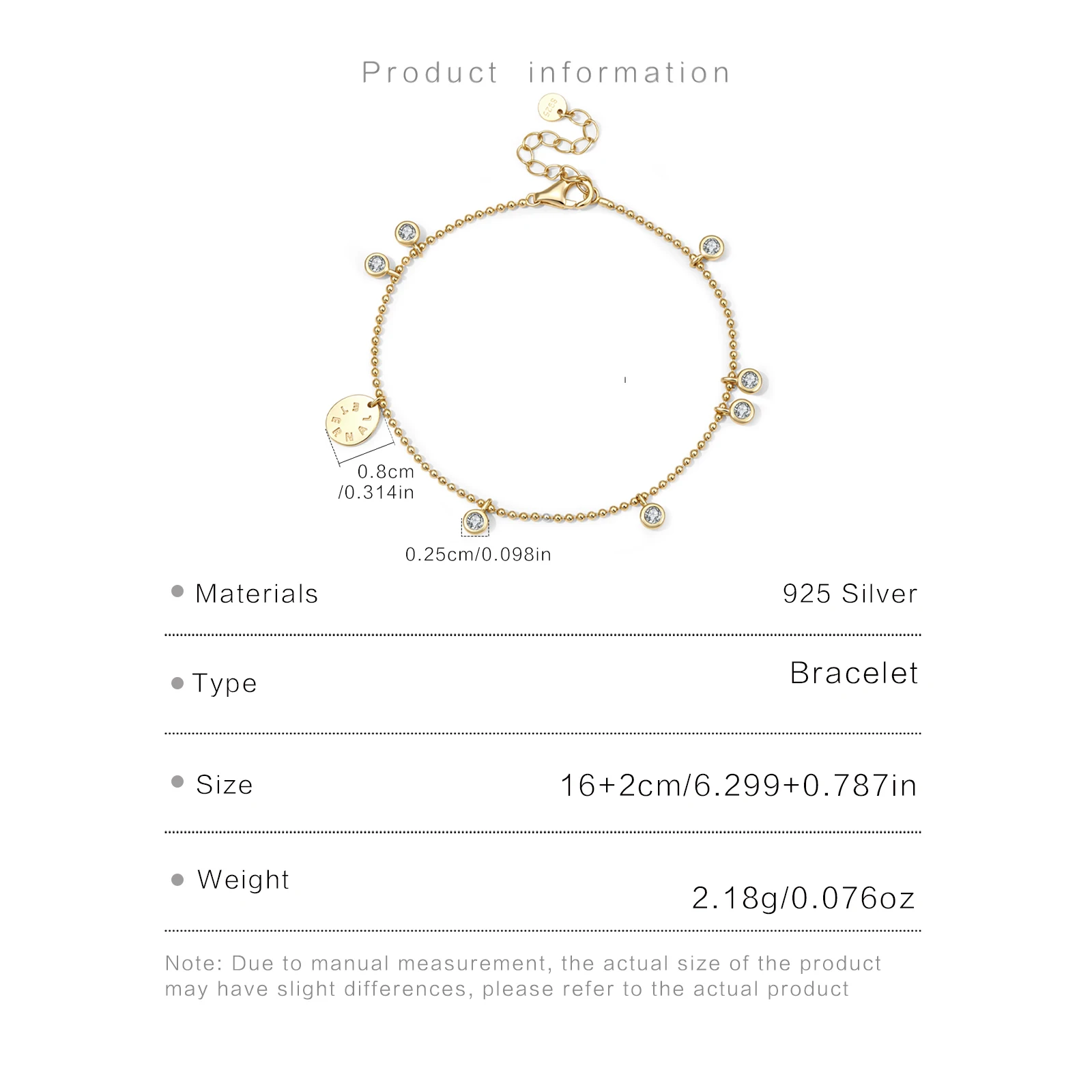 DPLAOPA Women 925 Sterling Silver ETERNAL Disc Bracelet Delicate Chain with Round CZ Zircon Charms 2026 Trendy Fine Jewelry Gift 5