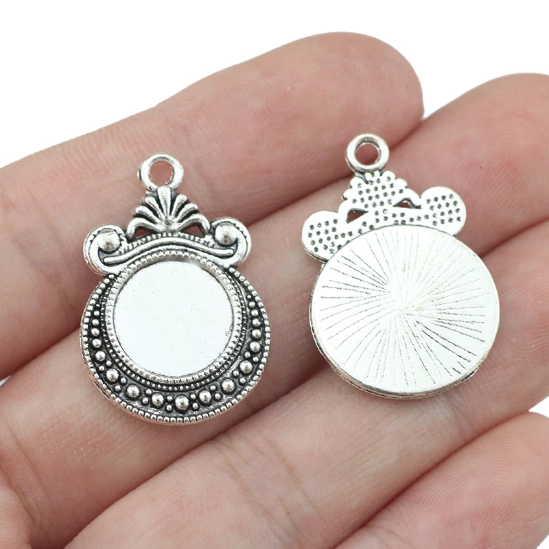 Newest 10 Pieces 12mm Mixed Alloy Antique Silver Color Magic Mirror Charms Vintage Pendant Accessory For DIY Jewelry Making