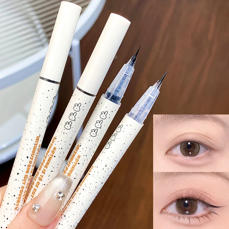 Eyeliner Superfine 0.001mm Eyeliner liquido opaco liscio impermeabile penna per ciglia inferiore ad asciugatura rapida a lunga durata per cosmetici da donna