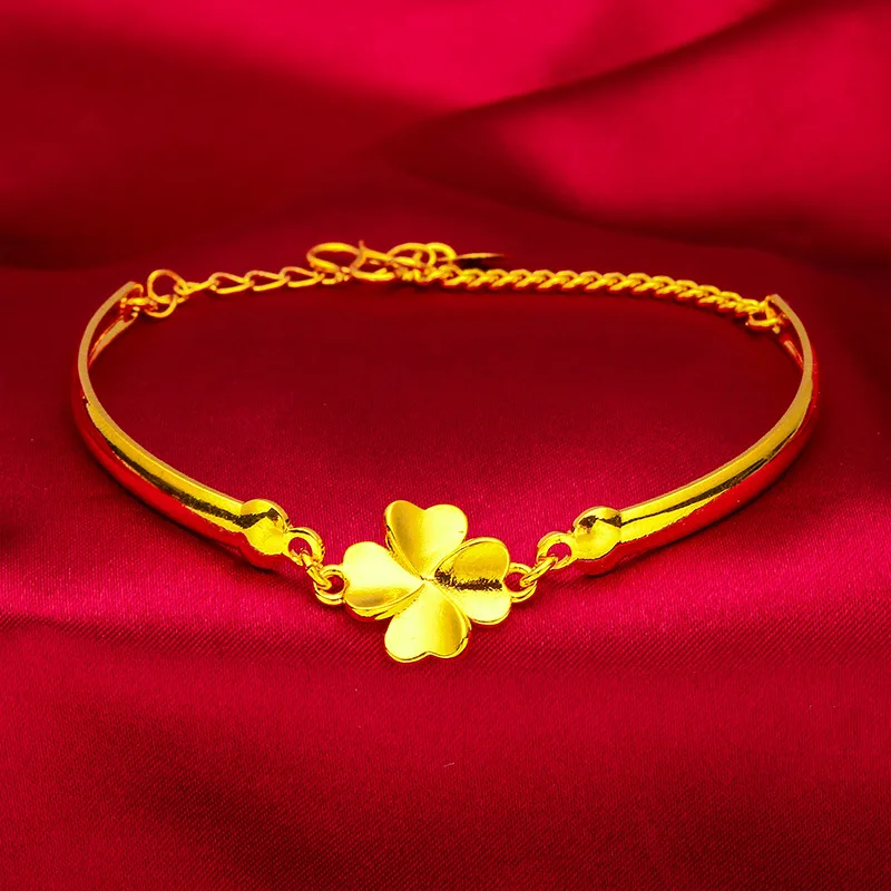 

Adjustable Real Gold Color Flower Shape Bangle for Women Bangle Bracelet Valentine's Day Wedding Engagement Jewelry Gifts