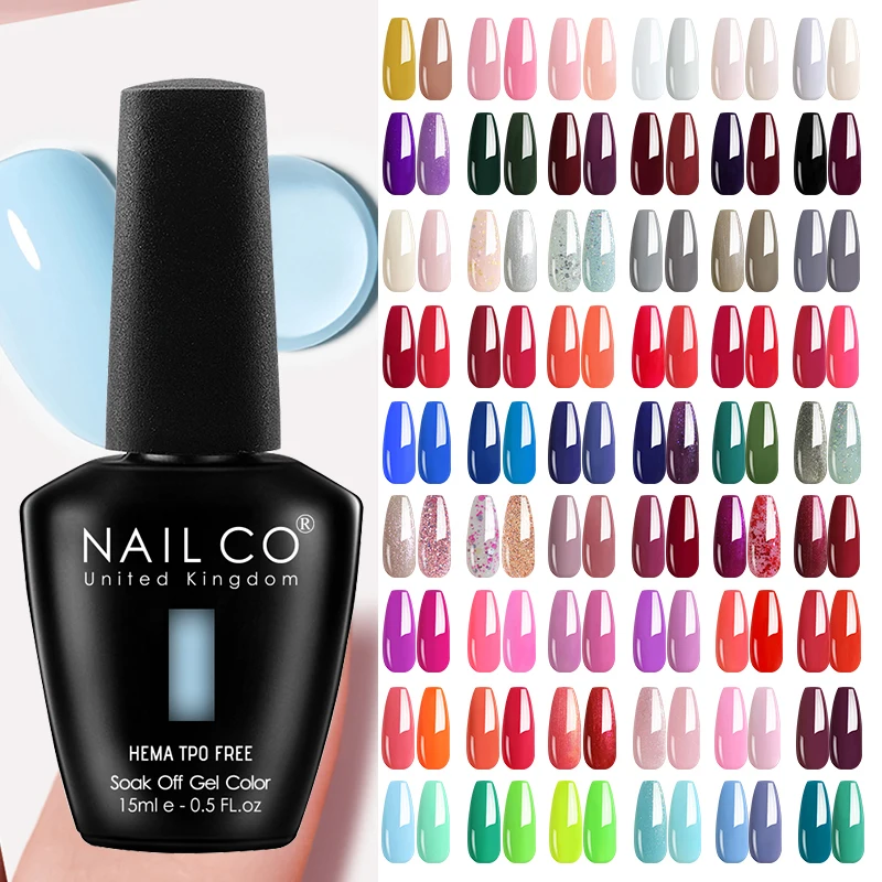 NAILCO Gel Colors TPO/Hema Free Vernis Semi Permanent UV Varnish Gel Nail Polish Supply Nails Art Gel Manicure TOP BASE Hybrid