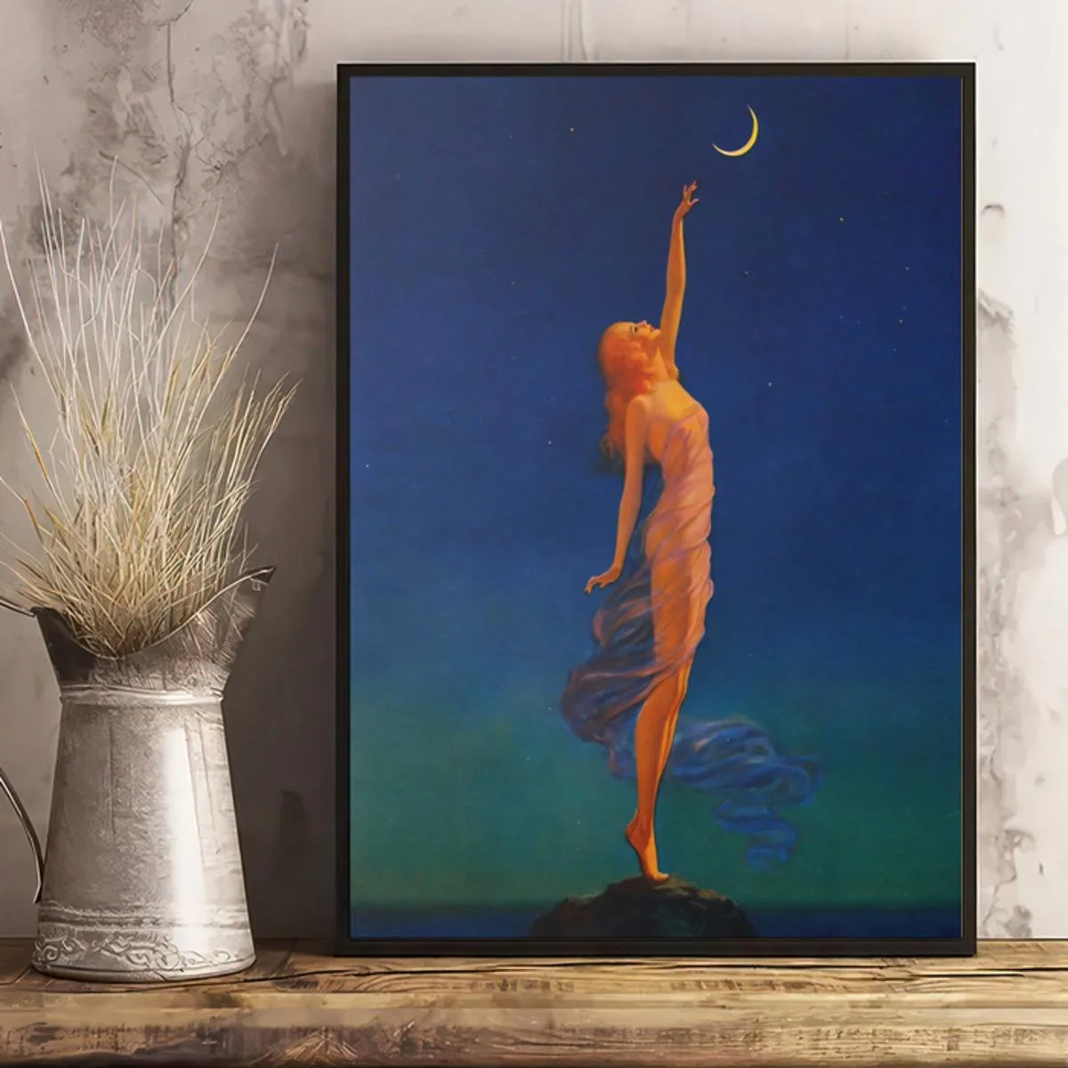 1 قطعة ملصق قماش ، الفن الحديث ، إدوارد ميسون Eggleston يصل إلى القمر قماش الفن ، هدية مثالية لغرفة النوم المعيشة R #1