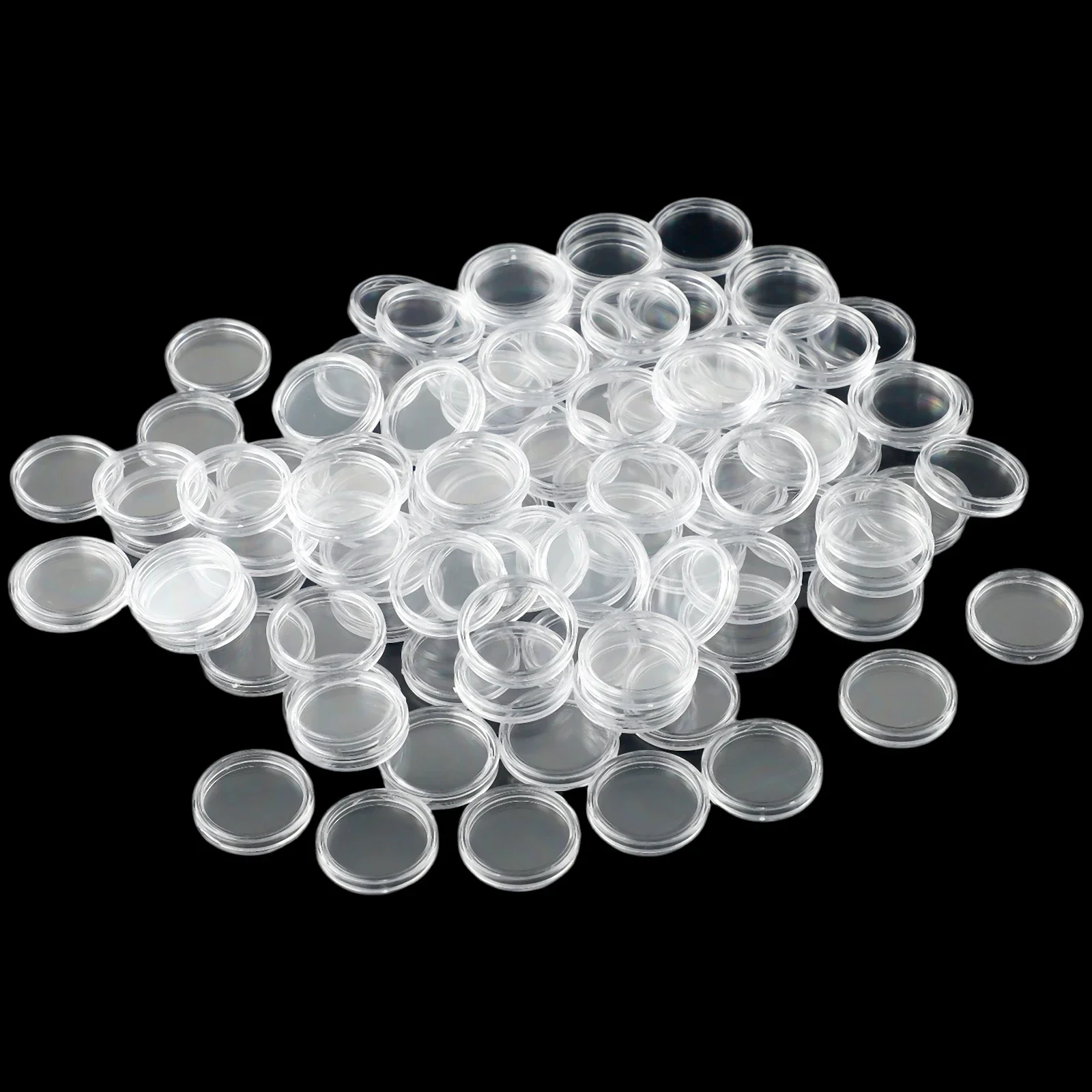 100Pcs 21mm Coin Holder Box Storage Clear Round Display Cases Mini Creative Home Storage Box 1 Set Of Coin Holders