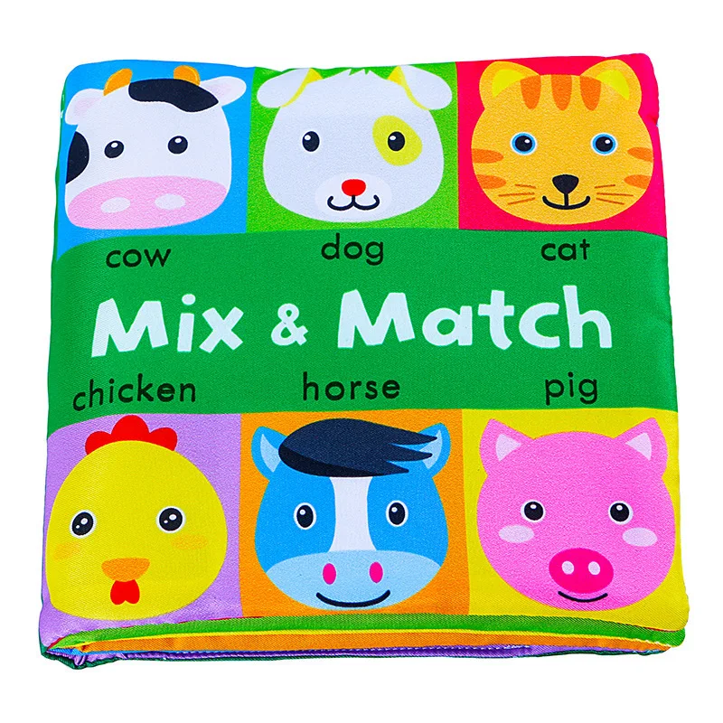 Baby Soft Books Toys For Toddlers Colorful Mix&Match Colorful Crinkle Early Learning Educational Toys For Infant 0-24 Months