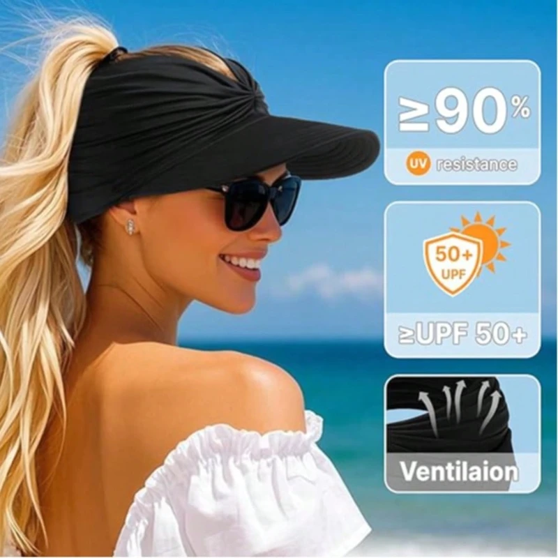 1 Stück Modischer, eleganter Damen-Sommer-Sonnenhut für Outdoor-Sportarten, faltbarer tragbarer Strandhut, geeignet für Outdoor-Aktivitäten