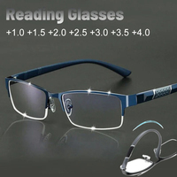 TR90 Business Reading Glasses Men Half Frame Anti-radiation Presbyopia Eyewear Spring Leg Eyeglasses 0+1.0+1.5+2.0+2.5+3.0+3.5