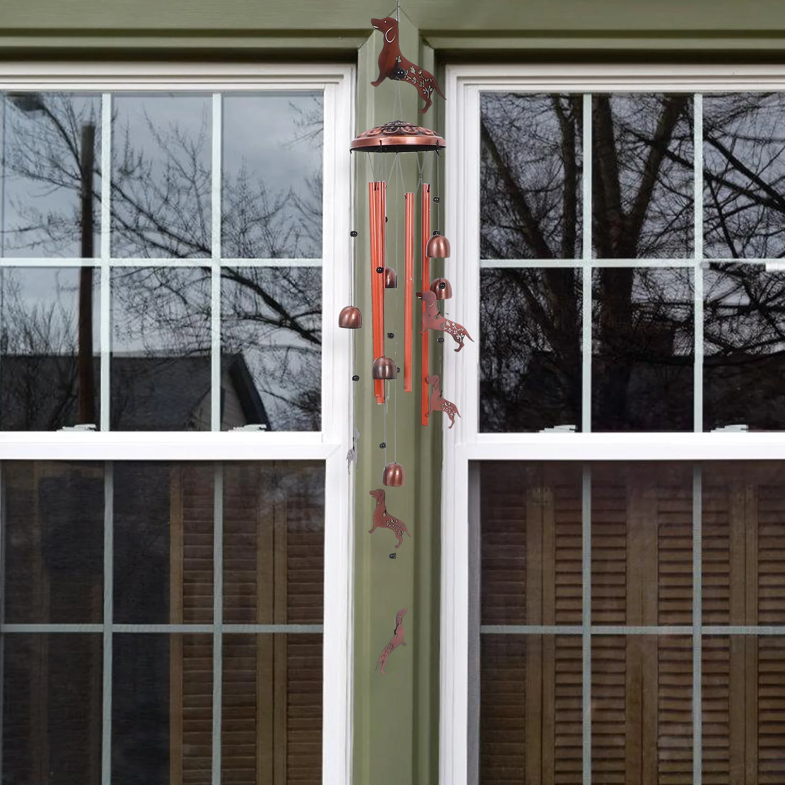 

Vintage Iron Animal Wind Chimes Metal Dog Design Outdoor Garden Porch Patio Yard Decor Dog Memorial Windchimes