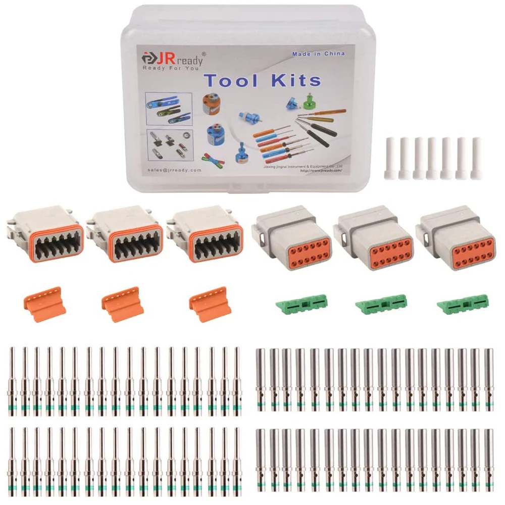 

JRready ST6117 DT Series 12 Pin Connector Plug Receptacle with Contacts & Seal Plug, 3 Pairs