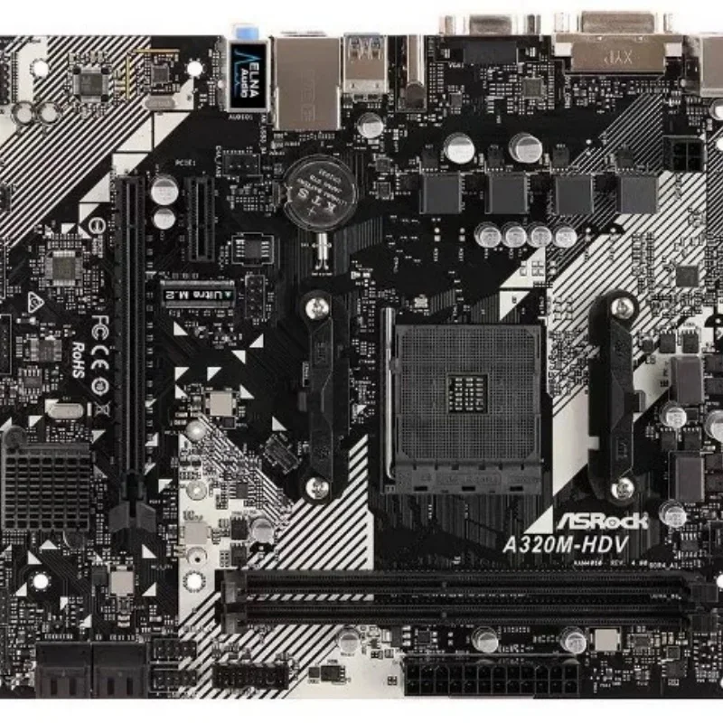 اختبار مستعمل OK ASRock A320M/AC مقبس AM4، PC، 5 5600 5700 PRO 1200 4300G 202 lon 220GE cpu M.2 DDR4 32GB Micro ATX