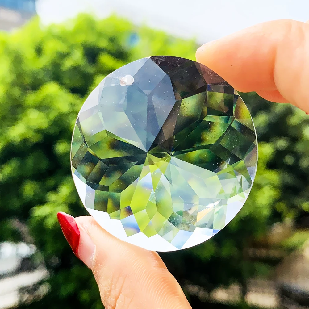 

45mm Round Clear crystal bead Glass Art Crystal Prism Faceted Accessories for Chandeliers DIY Home Wedding Windows Garden Decor