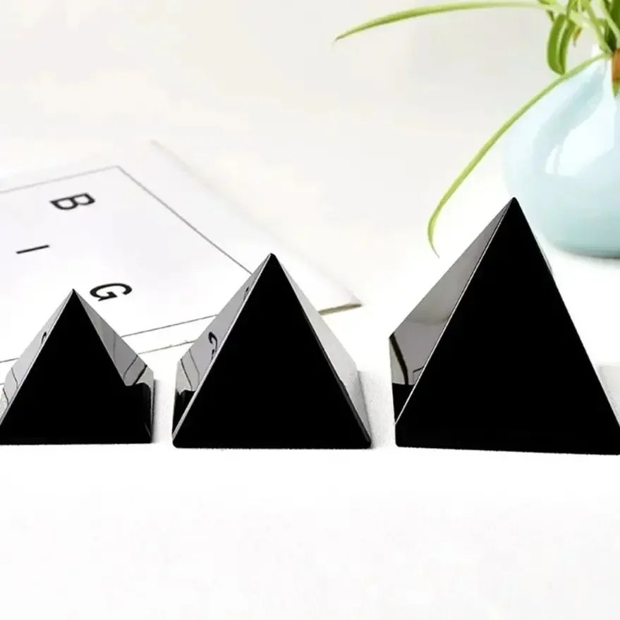 3-7cm Natural Obsidian Pyramid Reiki Energy Stone Decorative Tabletop Decoration Living Room Mineral Triangle crystals  decor
