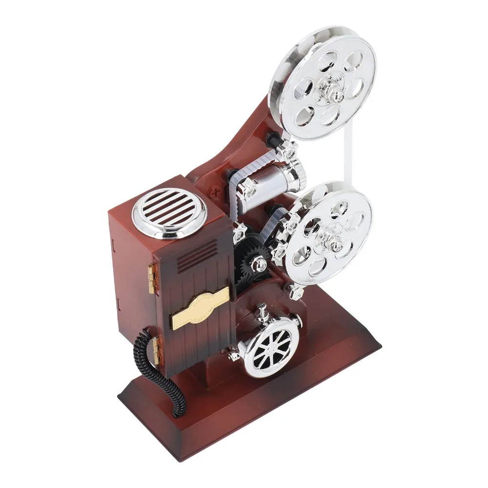 ABS Projector Music Box Brown Projector ABS Material Music Ornament 8.46 X 6.69 X 3.15in Desktop Retro Decor Box
