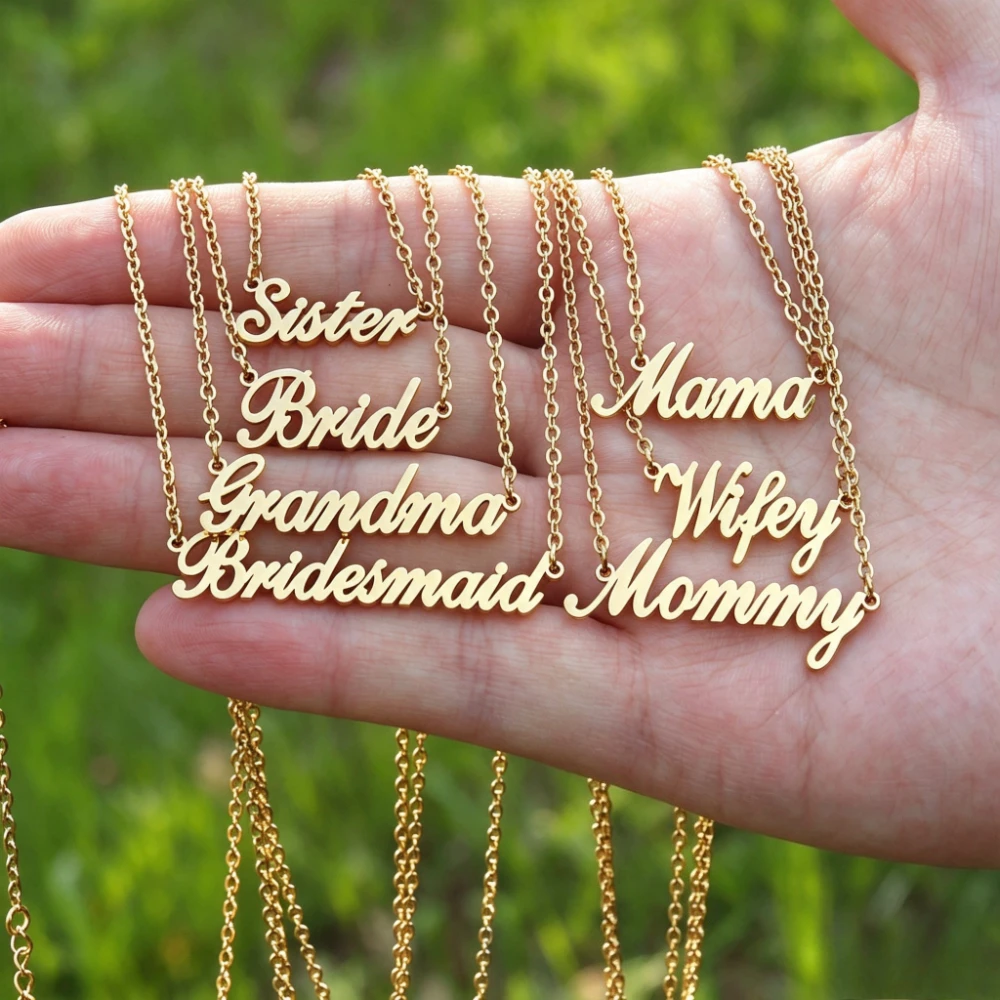 Letter Necklace Wife Bridesmaid Mrs. Mommy Grandma Mama Sister Forever Bride Gigi Nana Nurse Wifey St.Louis Script Name Necklace