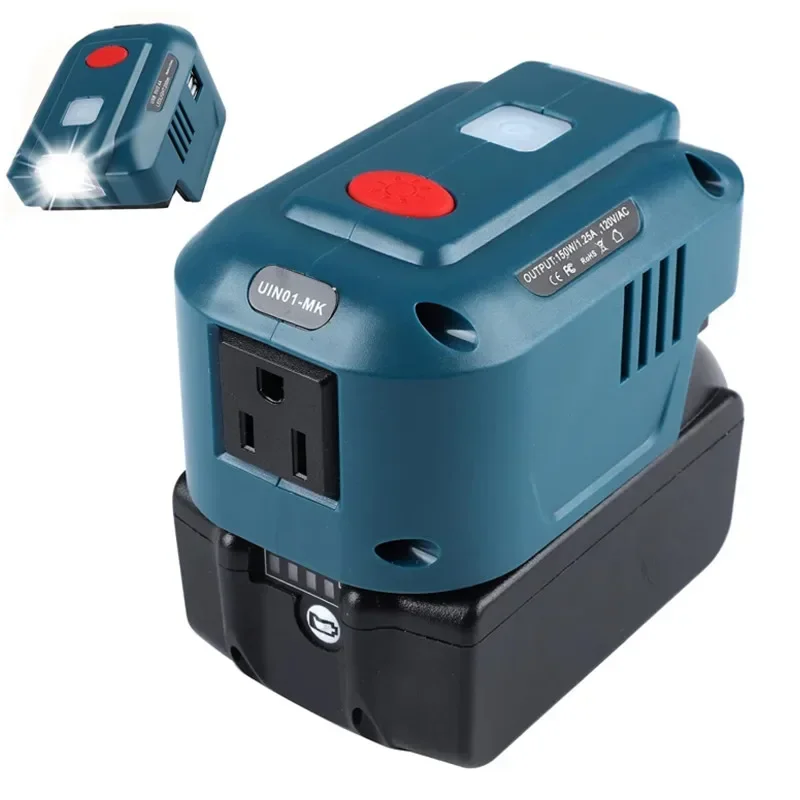 Power Source EU/US Plug for Makita 18V Li-ion Battery Inverter Generator USB Adapter with LED Light for Makita BL1830 BL1860