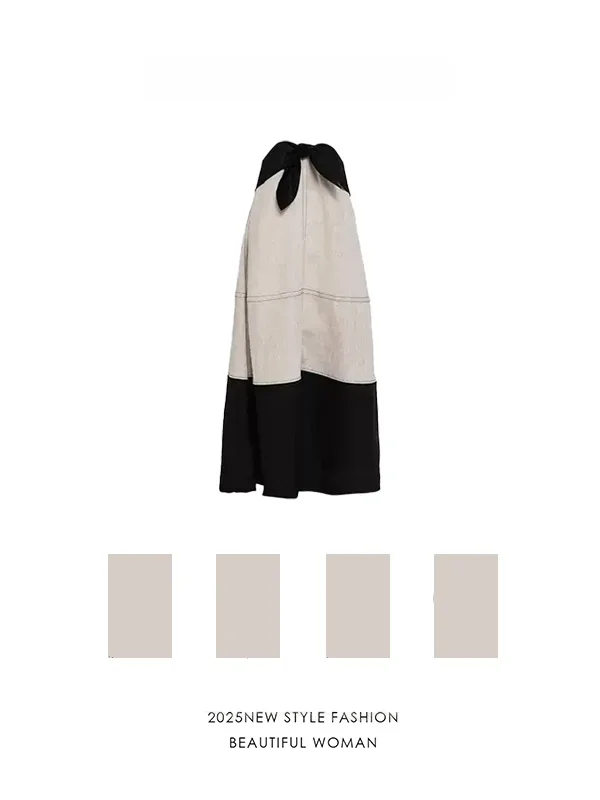 

Юбка А-силуэта с высокой талией, цветная, с запахом, на завязках, повседневная, прямого кроя, длинная, с круглым вырезом, без рукавов