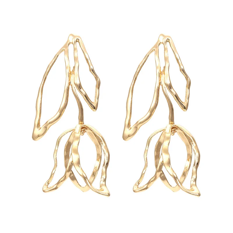 New Arrival Gold Metal Irregular Drop Earrings High-Quality Classic Hot Jewelry Accessorie for Women Wholesale Orecchini Di Rosa