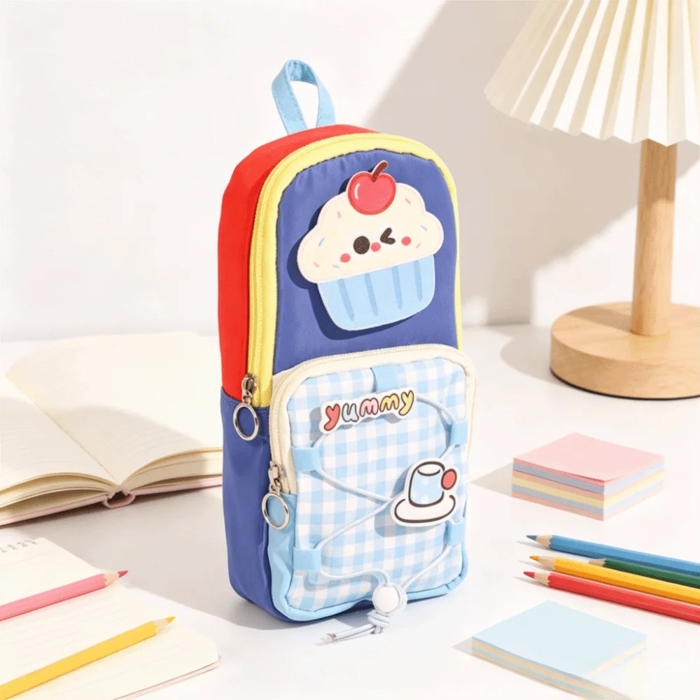 Mini Large Capacity Pencil Case Color-Blocked Simple Design Pen Bag Cute High Appearance Level Stationery Bag School
