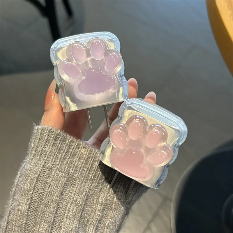 Cute Funny Cat Claws Charger Protective Cover Suitable for iPhone Models 12 13 14 15 Supports 18W 20W Fast Charging 5pcs set ins