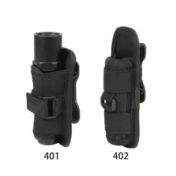 Tactic Flashlight Pouch Holster Rotatable Flashlight Holder Belt Clip Torch Carry Case w/ 360 Degree Carabiner Reel Clip