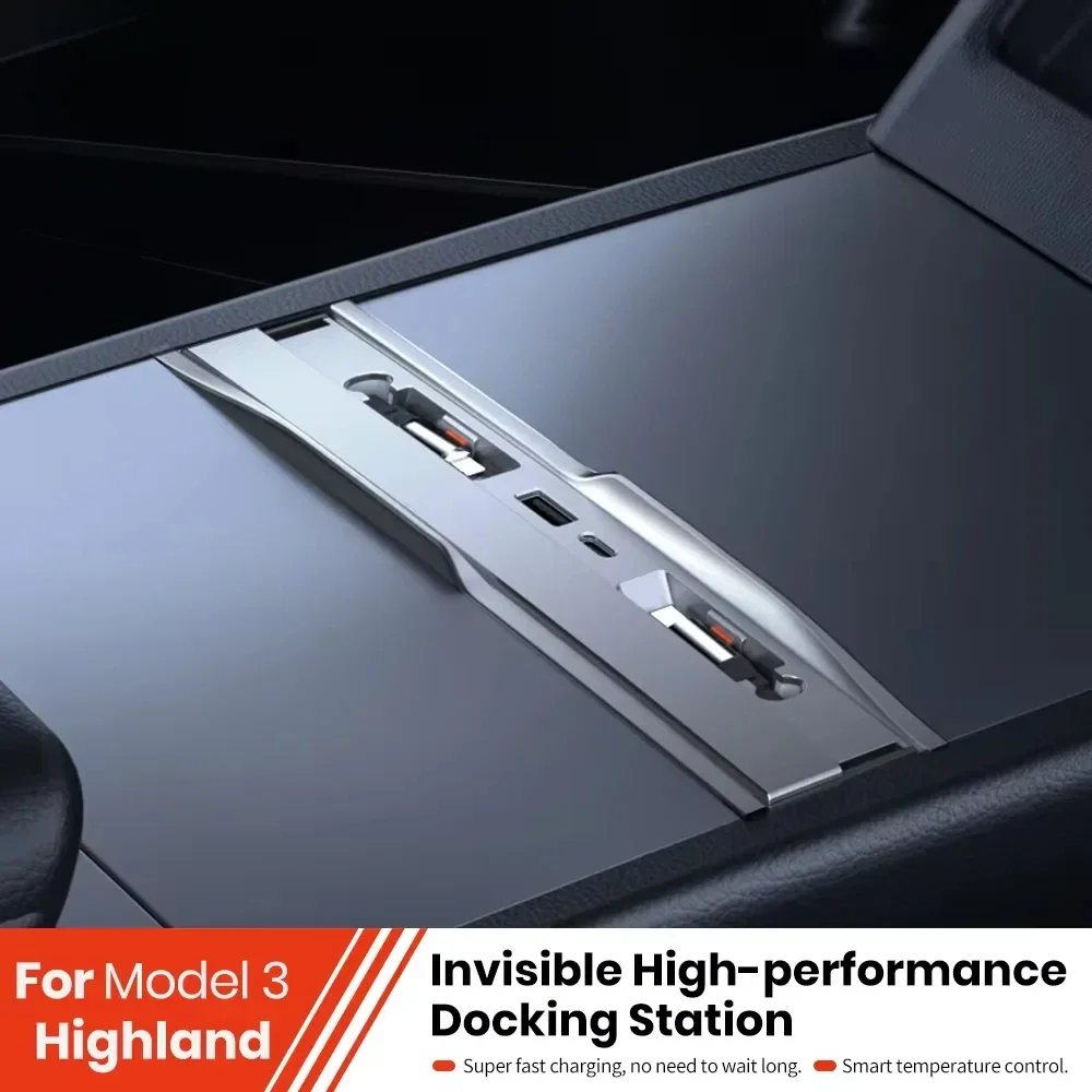 For Tesla Model 3 Highland 2024 Docking Station Fast Charger Intelligent Expansion Dock Central Control Charging Shunt HUB