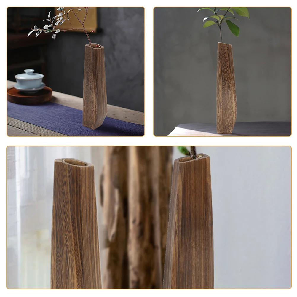 

Wood Flower Vase Small Size Modern Rustic Vase For Home Office Decor Tabletop Dried Floral Arrangement Container