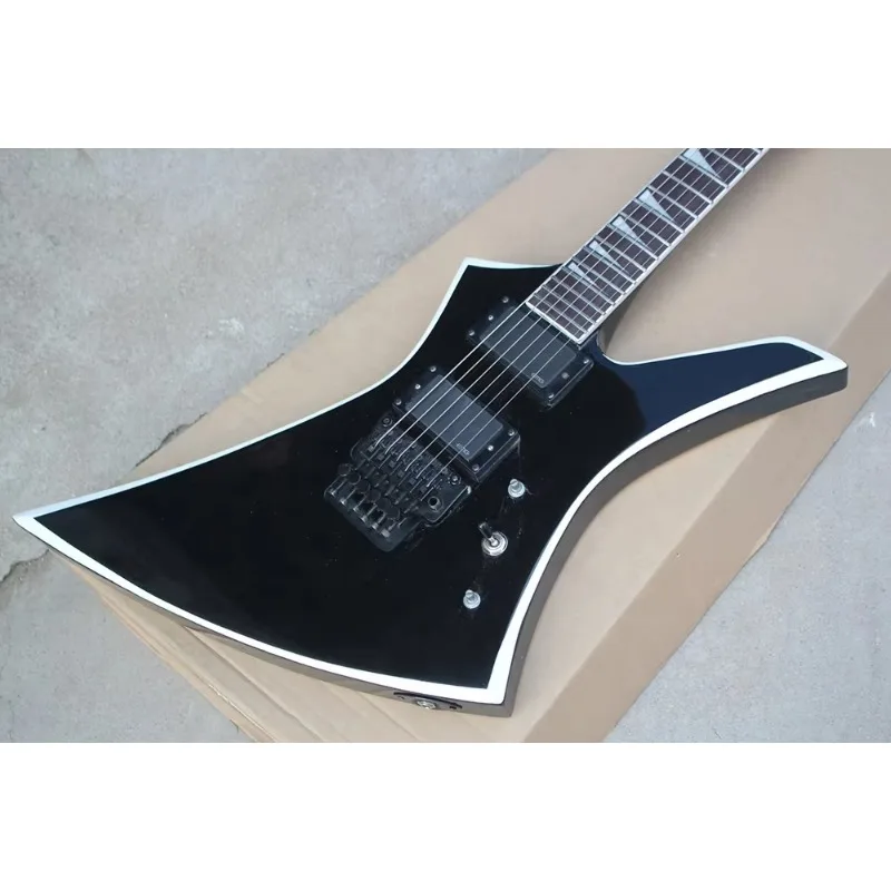 Black Unusual SHape Musical Instrument 6 Strings Electric Guitar