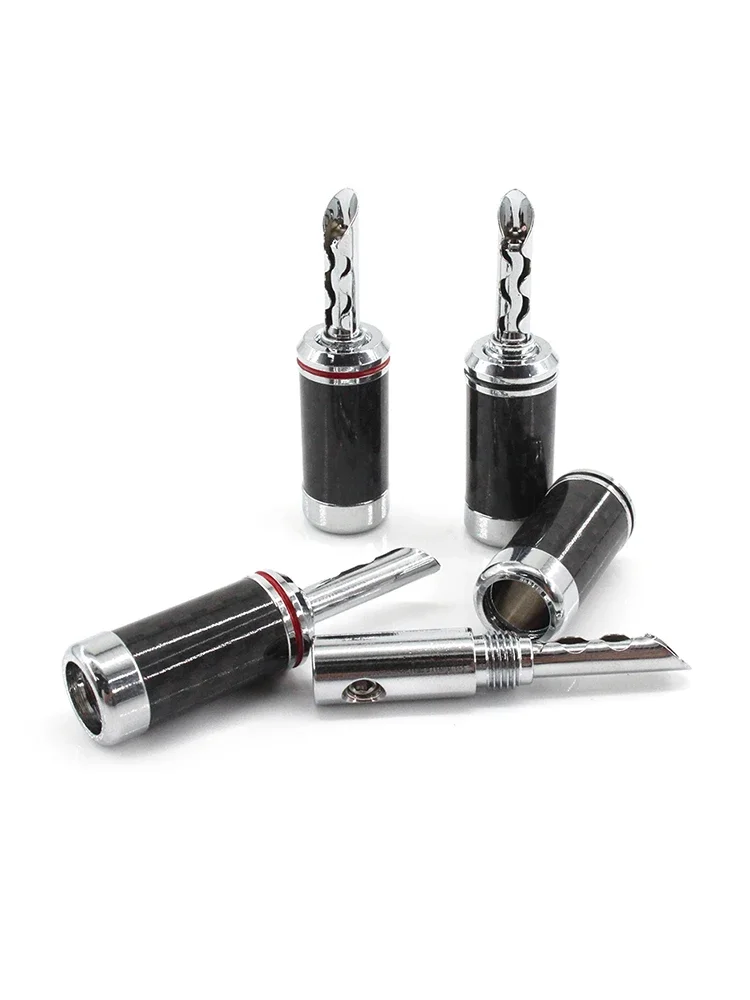 4pcs High Quality BFA Banana plug Carbon fiber Rhodium plated speaker cable plug banana connector