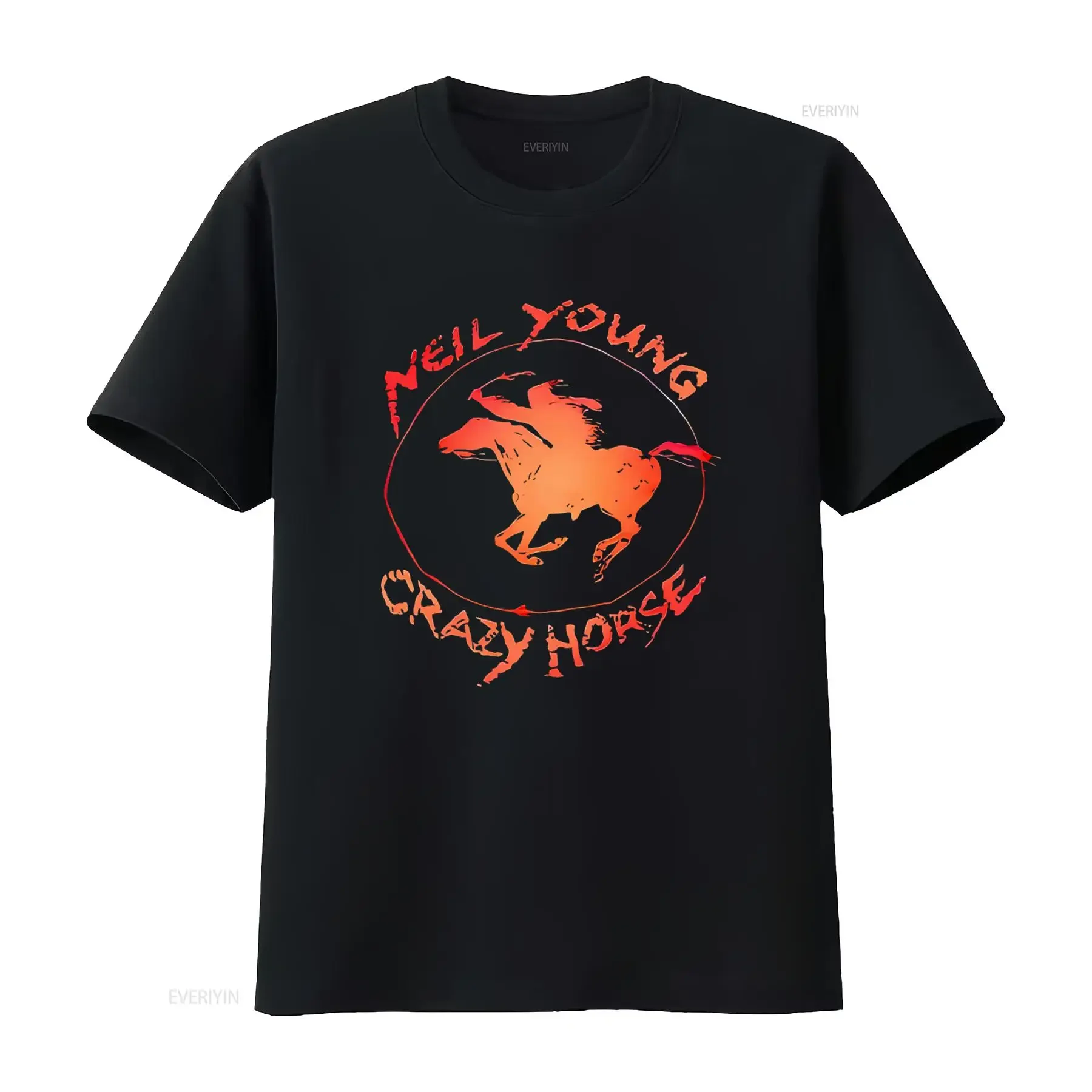 Neil Young Crazy Horse Print T Shirt for All Sizes Cool Fashion vintage Washed Soft homme streetwear Stylish Versatile Casual