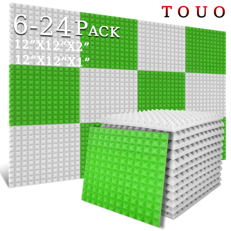 

TOUO 6/12/24 Pcs Pyramid Acoustic Foam studio Sound Absorbing Noise Insulation Material Noise Insulation For Home Improvement