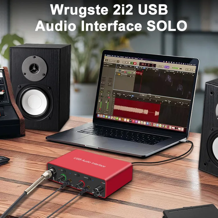 بطاقة صوت تسجيل احترافية 192 كيلو هرتز USB بطاقة صوت خارجية للكمبيوتر 2i2 خلاط ميكروفون