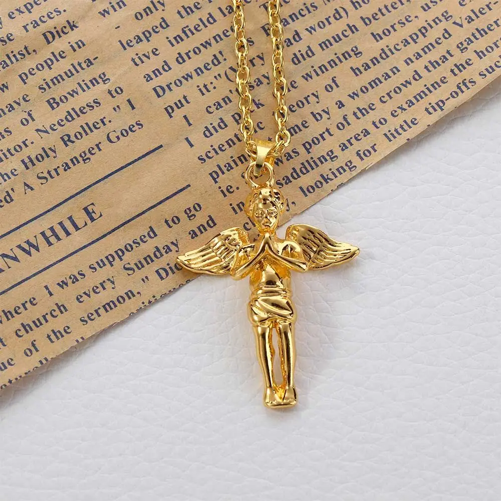 Greative Personality Hip Hop Accessories Wing Little Angel Necklace Pendant Angel Necklace Hiphop Pendant