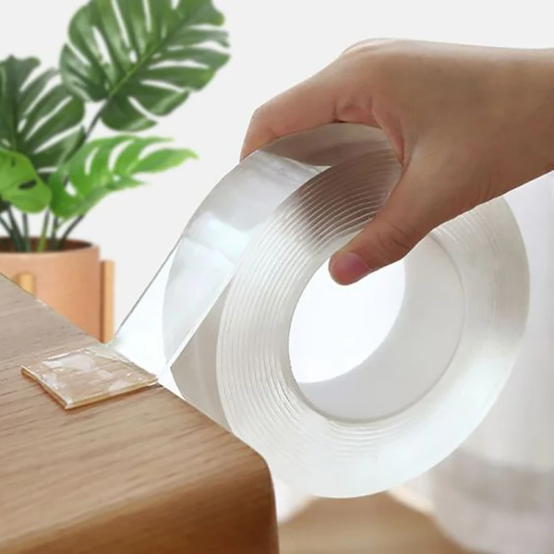 1/3/5M Nano-Klebeband, doppelseitiges Klebeband, transparent, wiederverwendbar, wasserfest, Klebebänder, reinigbar, für Küche und Badezimmer, Klebebänder